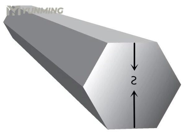 Hexagonal stainless steel bar with dimension diagram
