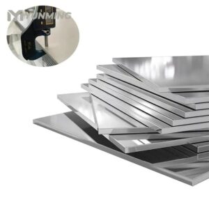 High-gloss cold rolled stainless steel plates with mirror finish and thickness inspection tool.