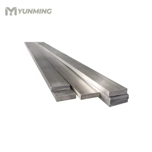 Stacked stainless steel flat bars with brushed surface finish