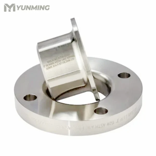 Stainless steel lap joint flange with welded stub end for removable piping systems