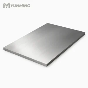 Flat super duplex stainless steel plate on white background