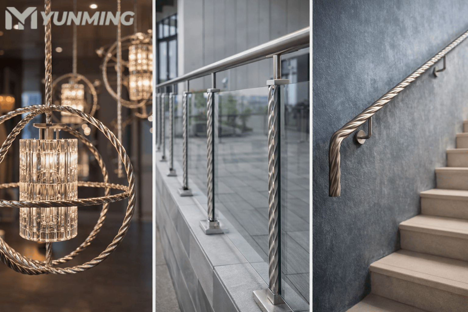 Twisted Bar Railing Stainless Steel Twisted Decorative Tube | Spiral Pipe | Yunming