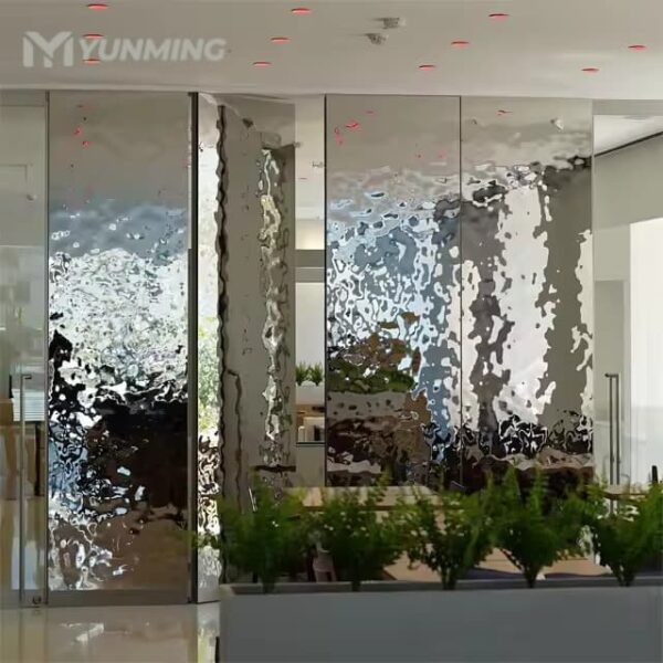 Stainless steel water ripple sheet applied on modern interior wall