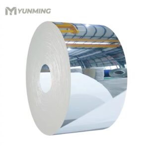 Mirror polished stainless steel coil stored in warehouse
