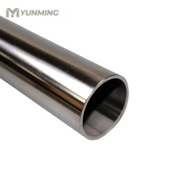 Close-up of polished sanitary stainless tube