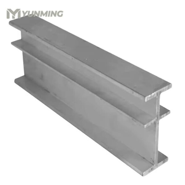 Polished stainless steel H beam profile view