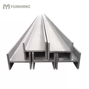 Multiple stainless steel H beams stacked for delivery