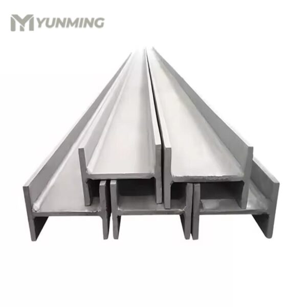 Multiple stainless steel H beams stacked for delivery