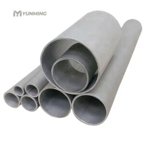 Large diameter stainless steel industrial pipes stacked for transport