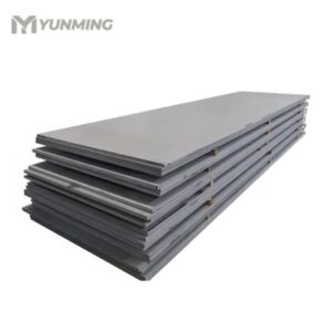 Quality inspection of stainless steel sheets for thickness and surface quality.