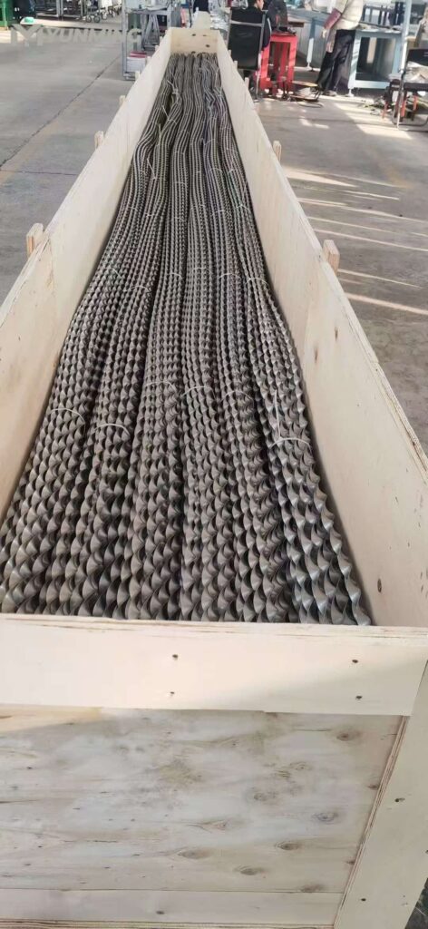 Twisted stainless steel decorative tubes packed in wooden crate for export shipment