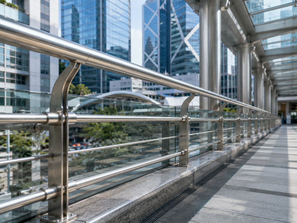 Decorative stainless steel tubes and handrail systems used in modern construction projects, commercial buildings, architectural walkways, and public infrastructure.